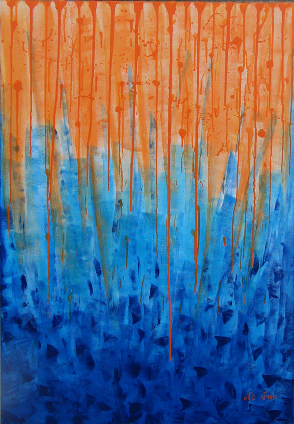 Abstract in blue and orange